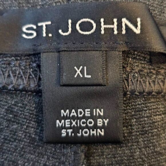 St. John Blouse Chain Swirl 3/4-Sleeve Shirt Top Black and Beige Women’s Size XL - Picture 9 of 13